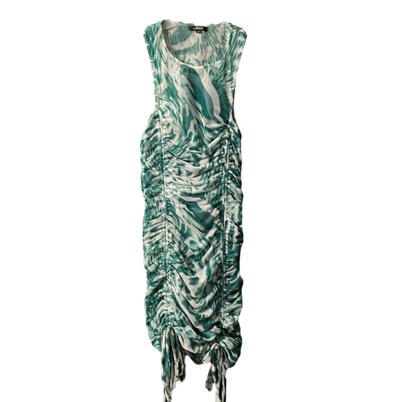 BY.DYLN (S) Bodycon Ruched Dress - Green/White - Picture 9 of 9